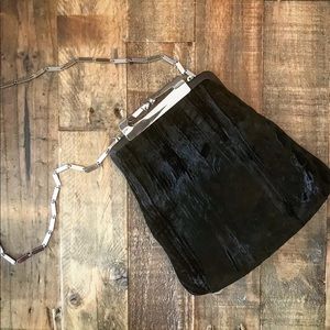 Vintage black crushed velvet purse